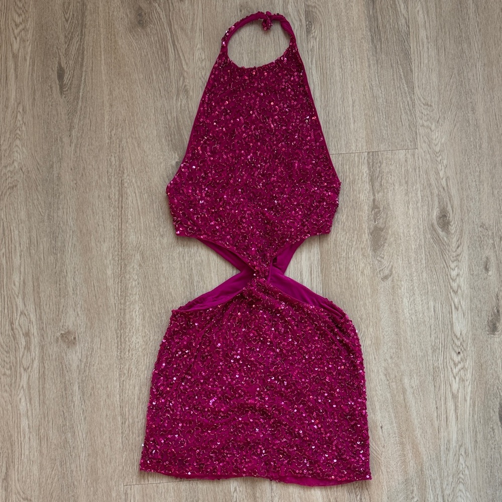 Retrofete Fuchsia Sequin Mini Dress